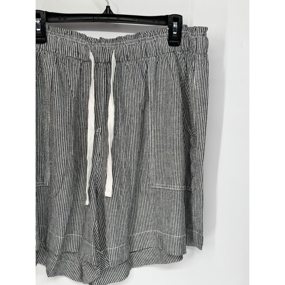 Lane Bryant Soft Slub Shorts Womens 18/20 Black White New Striped Linen Blend - Picture 3 of 13